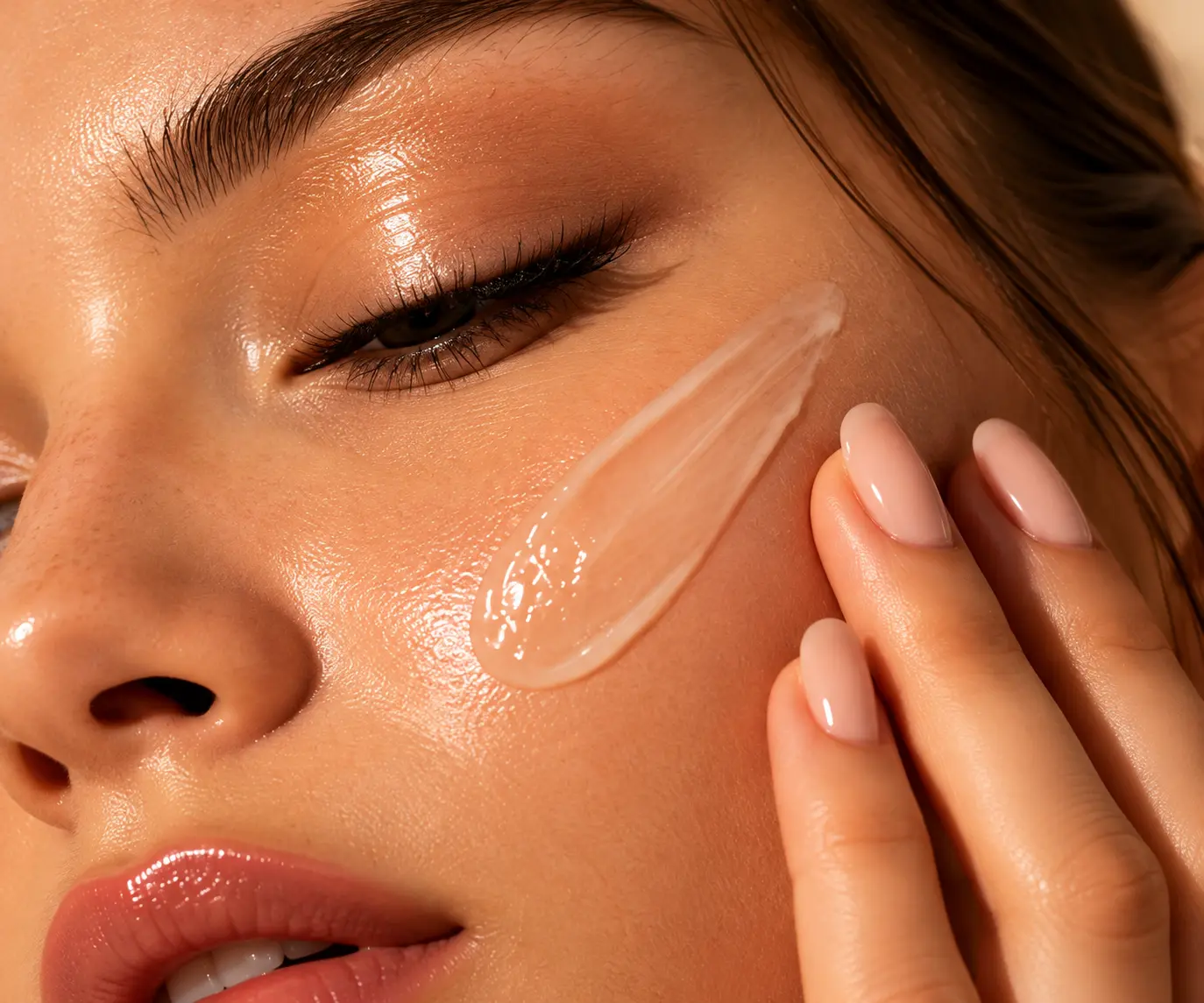 Detalhe de aplicação de skincare